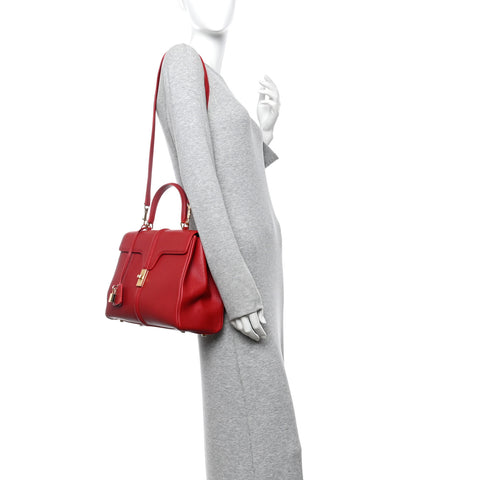 Grained Calfskin Classique 16 Top Handle Bag Red