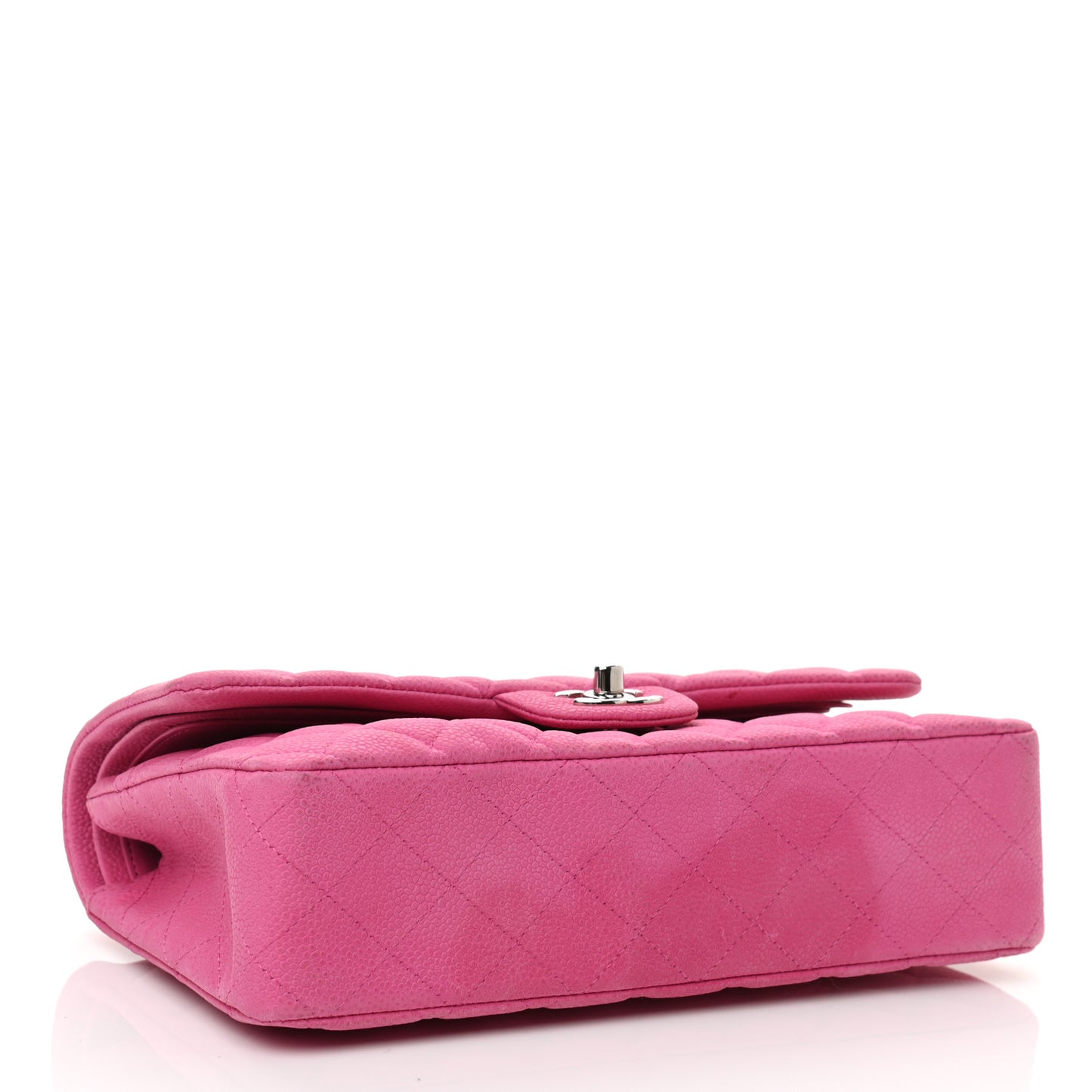 Iridescent Caviar Quilted Medium Double Flap Pink