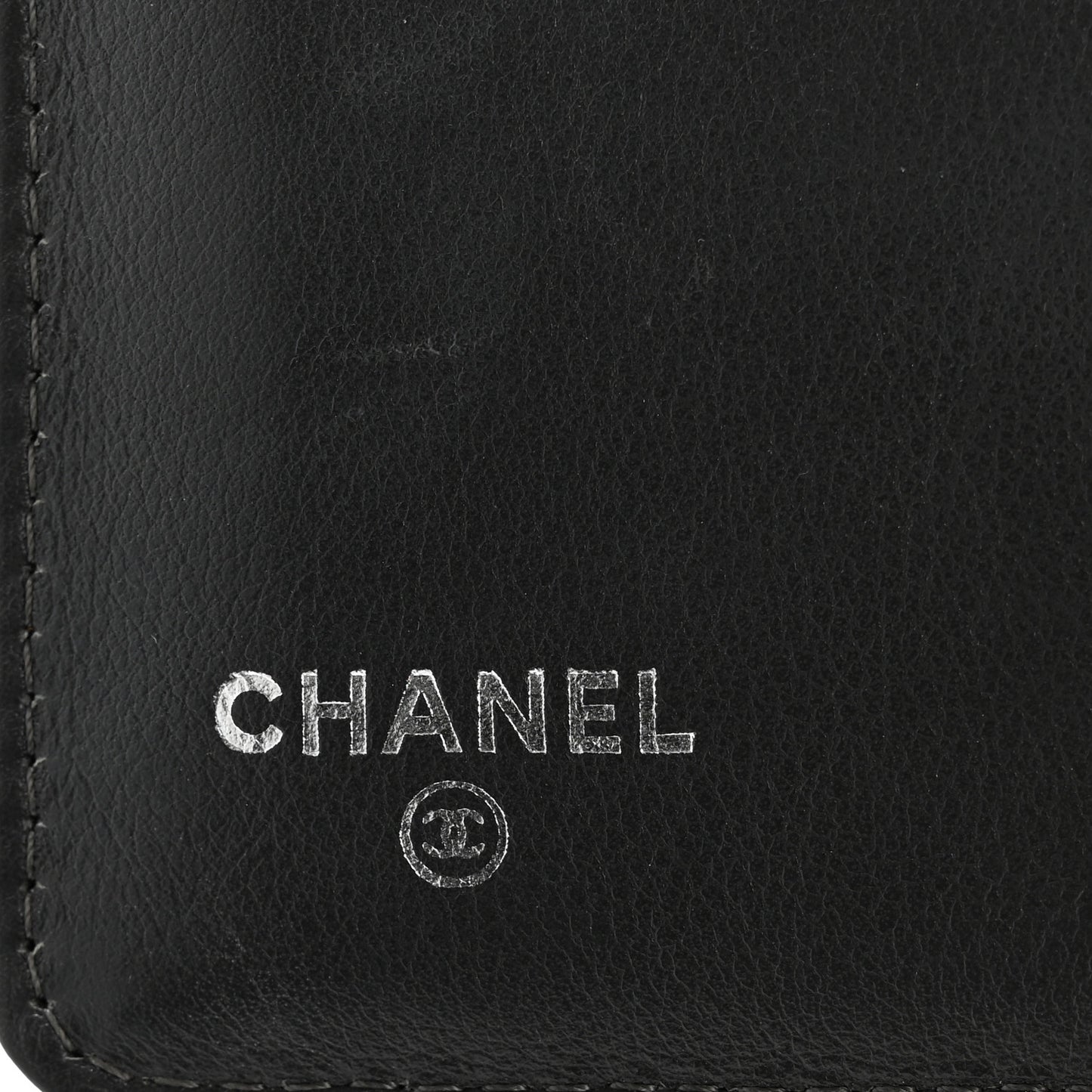 Striated Patent CC French Wallet Dark Grey