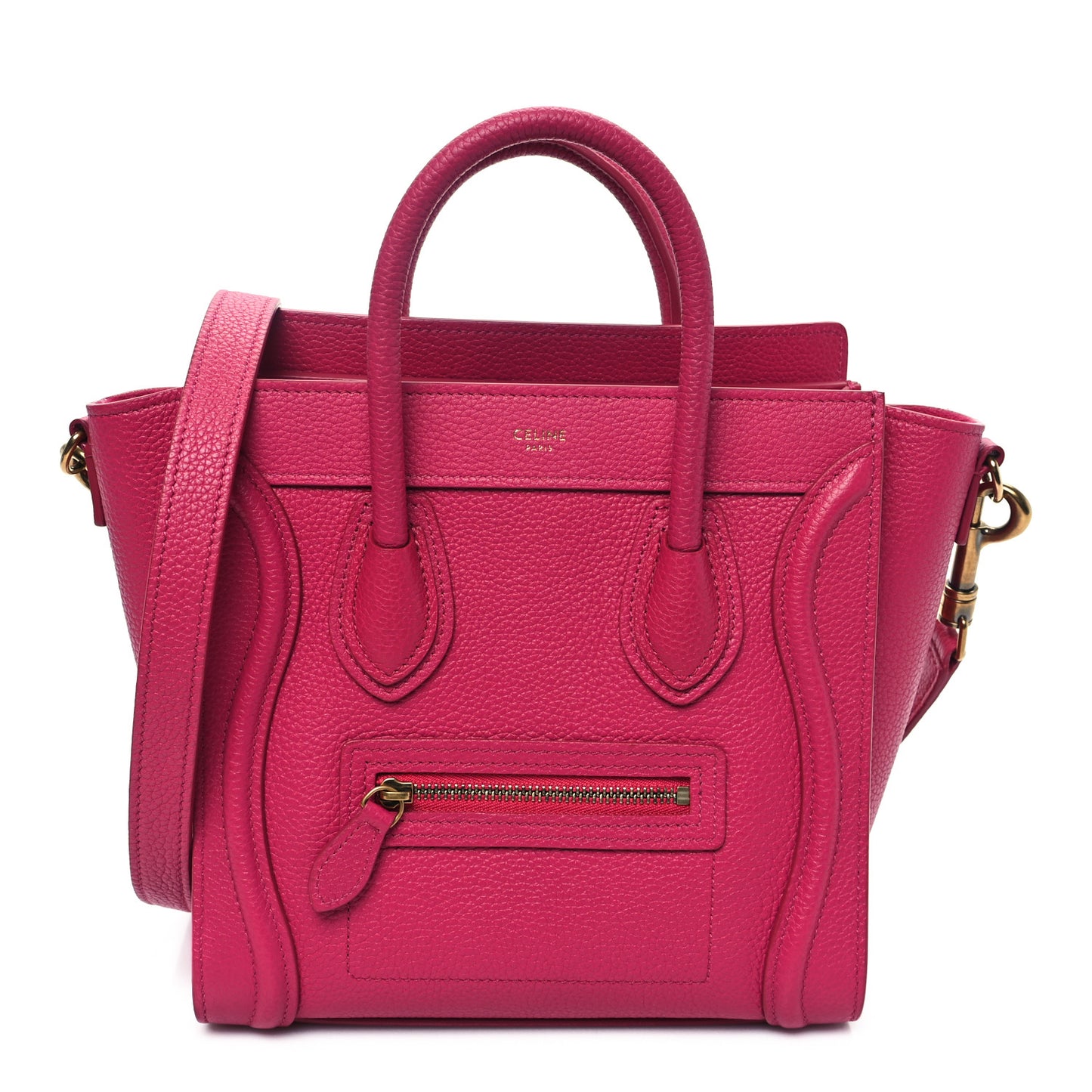 Drummed Calfskin Nano Luggage Fuchsia