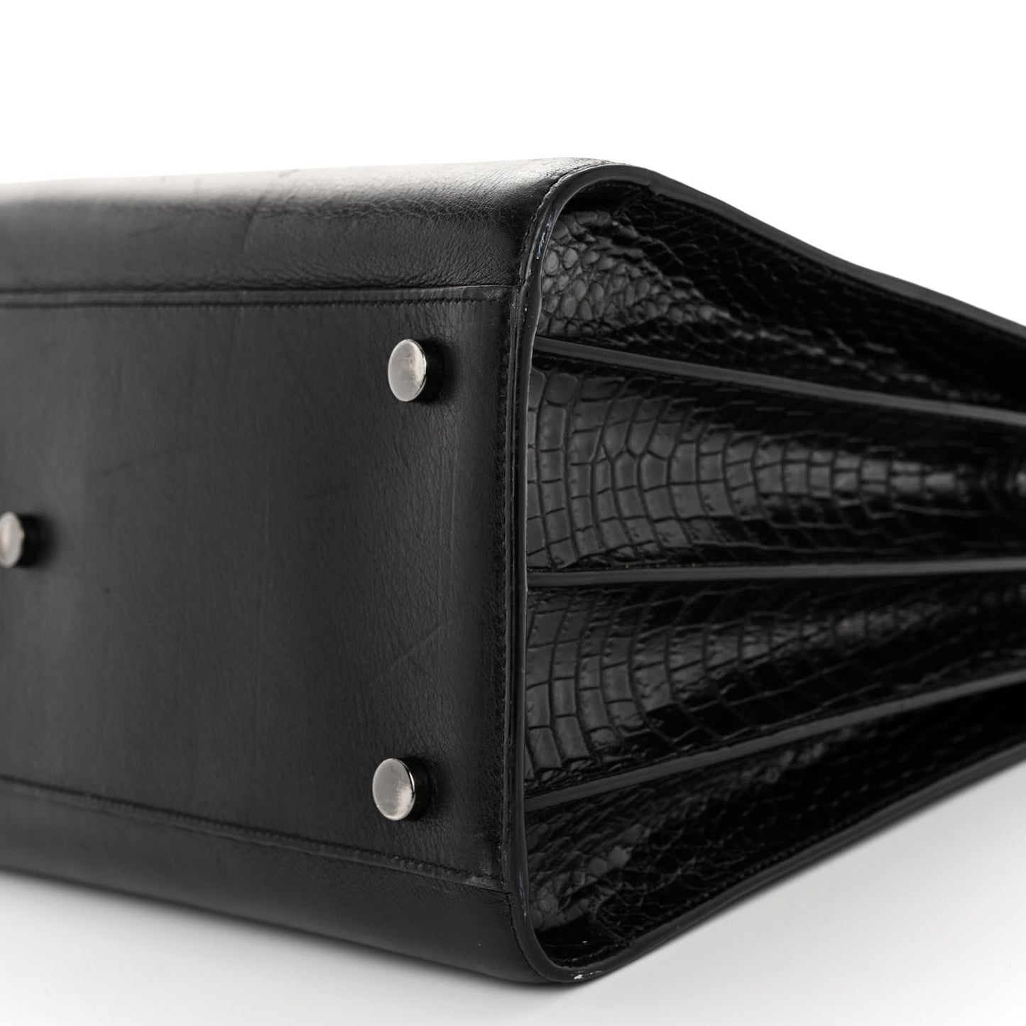 Calfskin Crocodile Embossed Small Sac de Jour Black