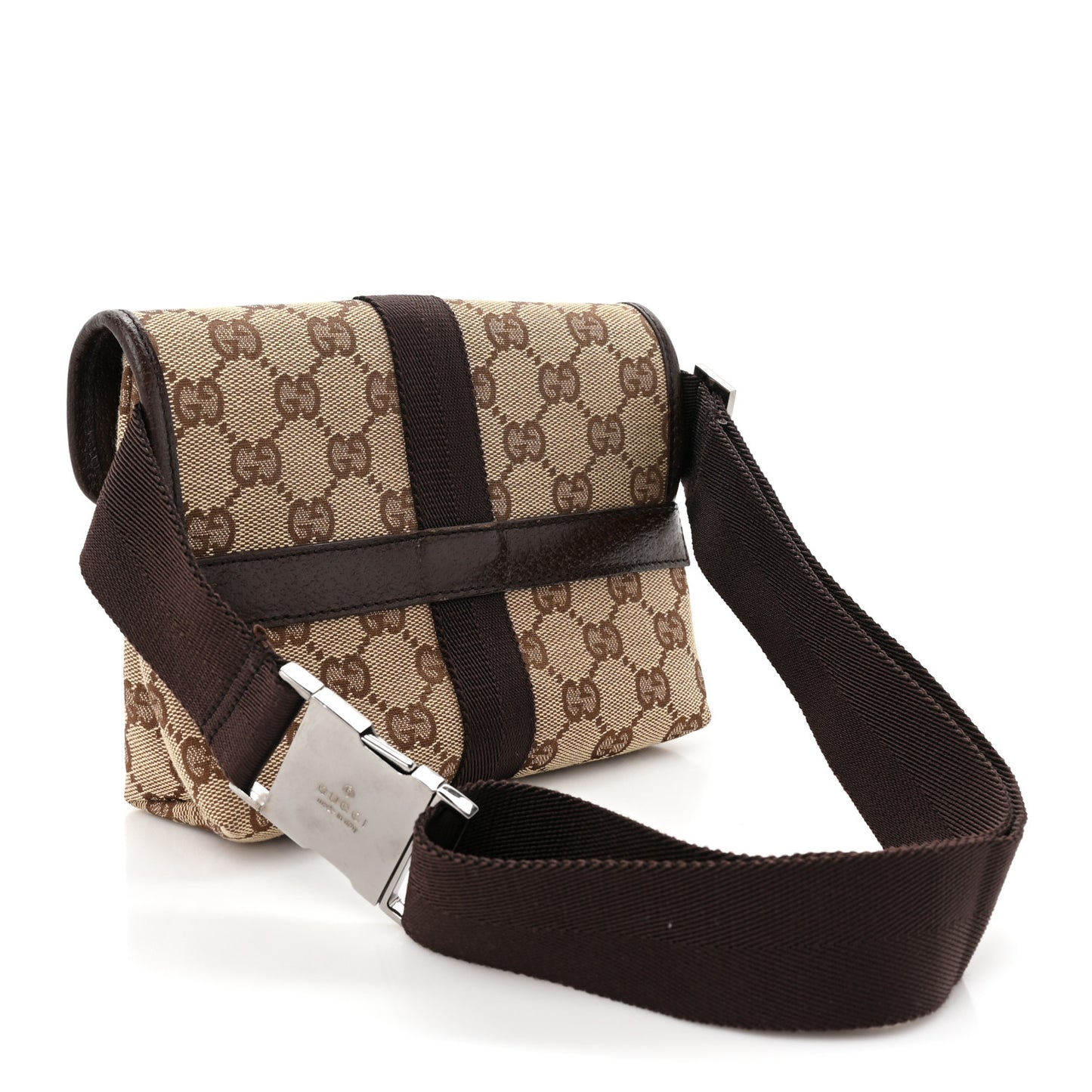 GG Monogram Buckle Belt Bag Dark Brown