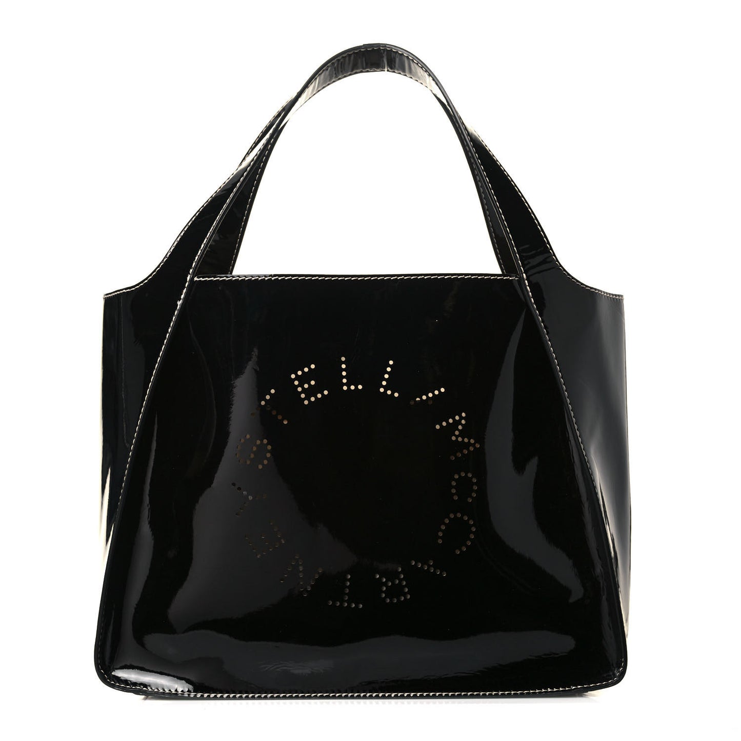 Eco Alter Patent East West Perforated Tote Black