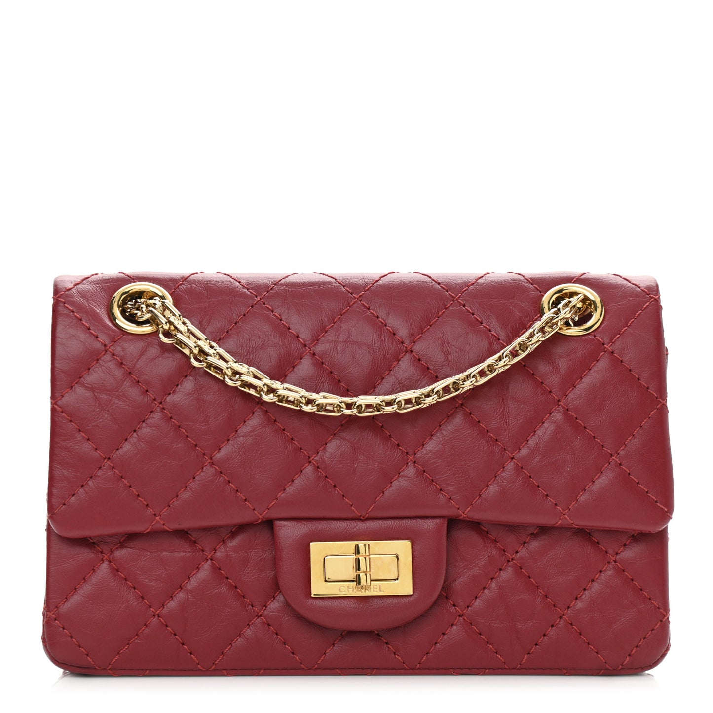 Aged Calfskin Quilted 2.55 Reissue Mini Flap Red