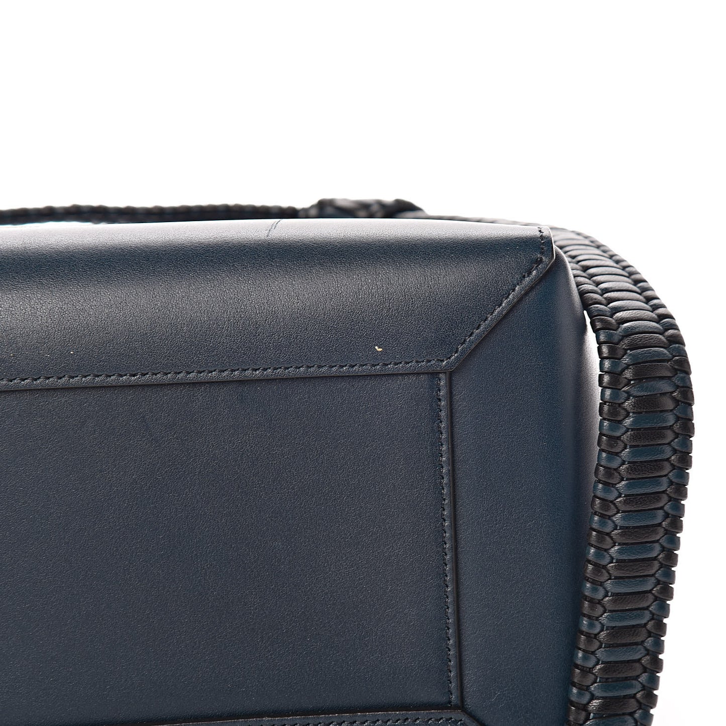 Smooth Calfskin Micro Bi-Color Braided Belt Bag Dark Sea