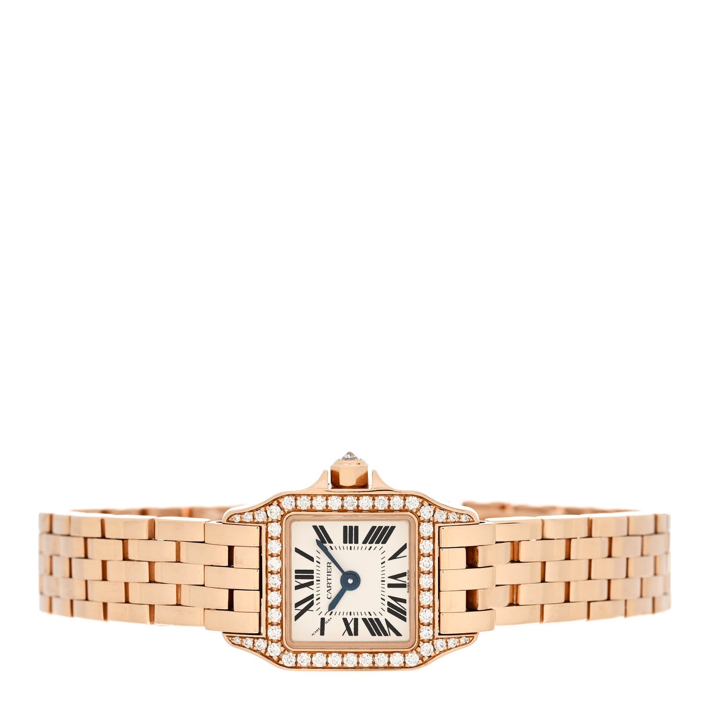 18K Pink Gold Diamond Bezel 17mm Santos Demoiselle Quartz Watch