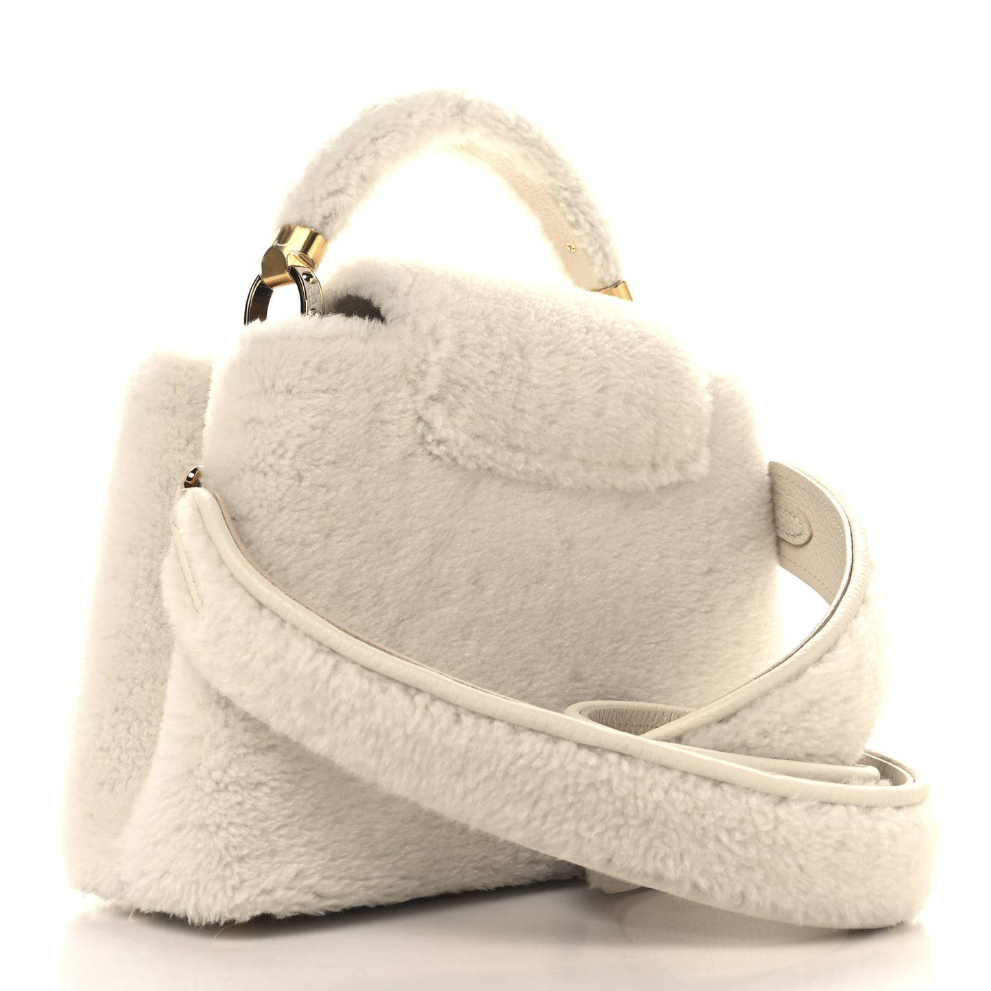 Shearling Calfskin Capucines BB White
