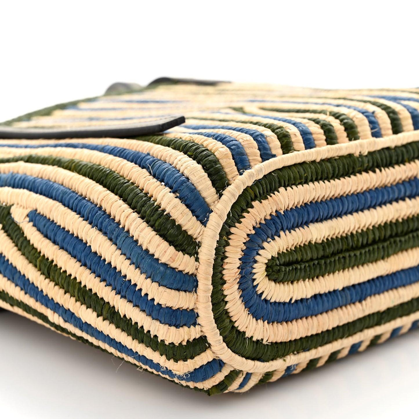 Raffia Square Small Basket Tote Bag Natural Khaki Blue