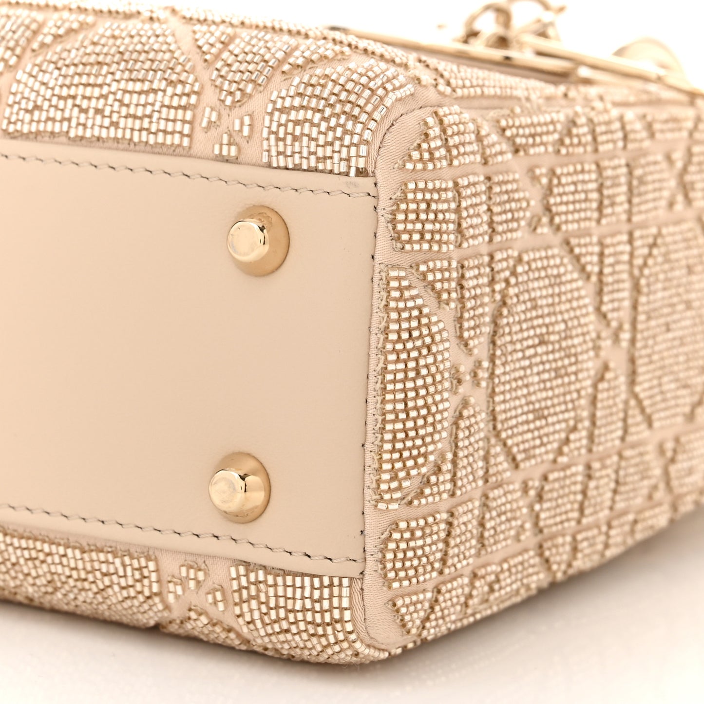 Lambskin Cannage Beaded Embroidered Mini Lady Dior Caramel Beige