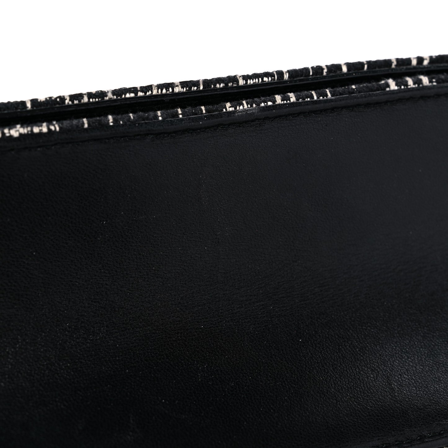 Tweed Embellished Diorama Flap Bag Black White