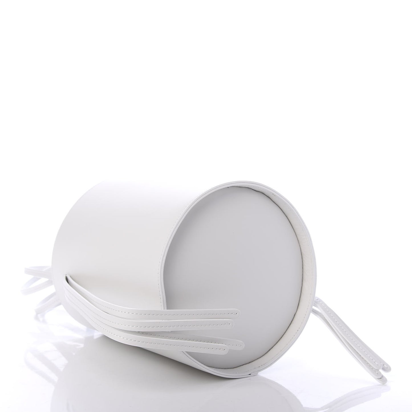 Calfskin Fringe Bucket Bag White