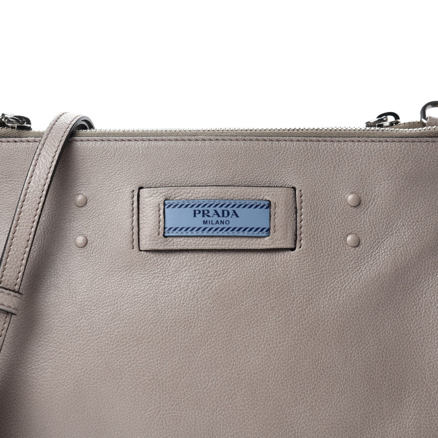 Glace Calf Etiquette Double Zip Crossbody Bag Pomice Astrale