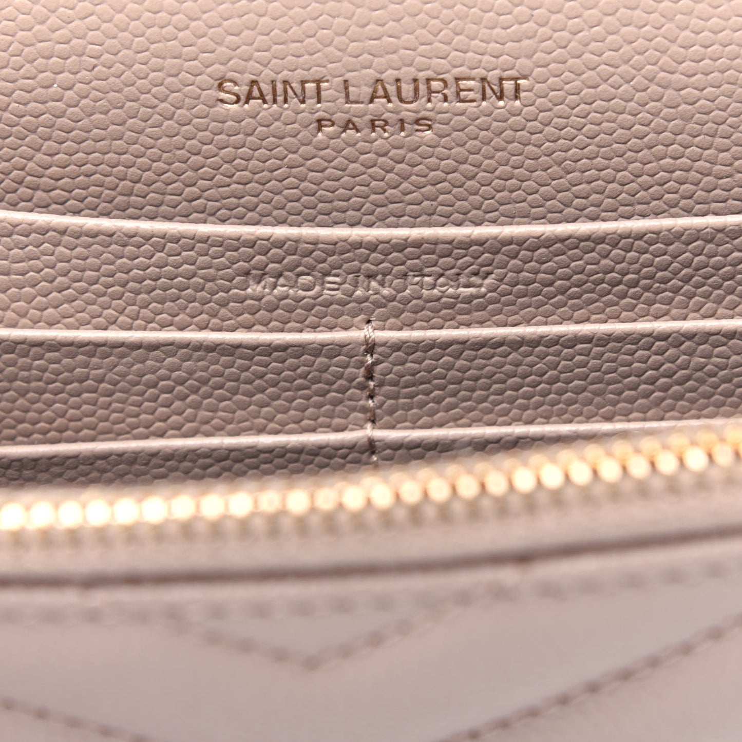 Grain De Poudre Matelasse Chevron Monogram Envelope Chain Wallet Dark Beige