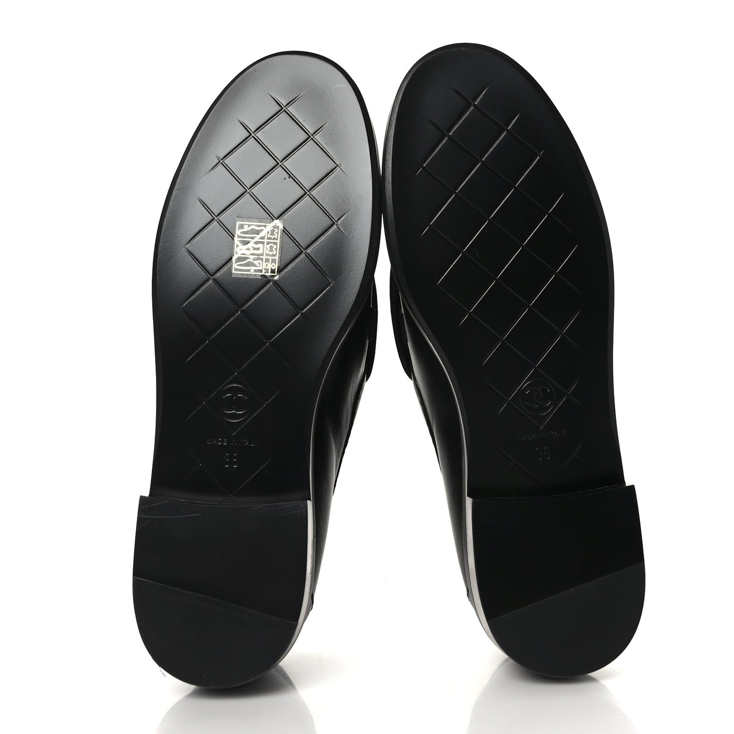 Lambskin Quilted CC Turnlock Loafers 38 Black