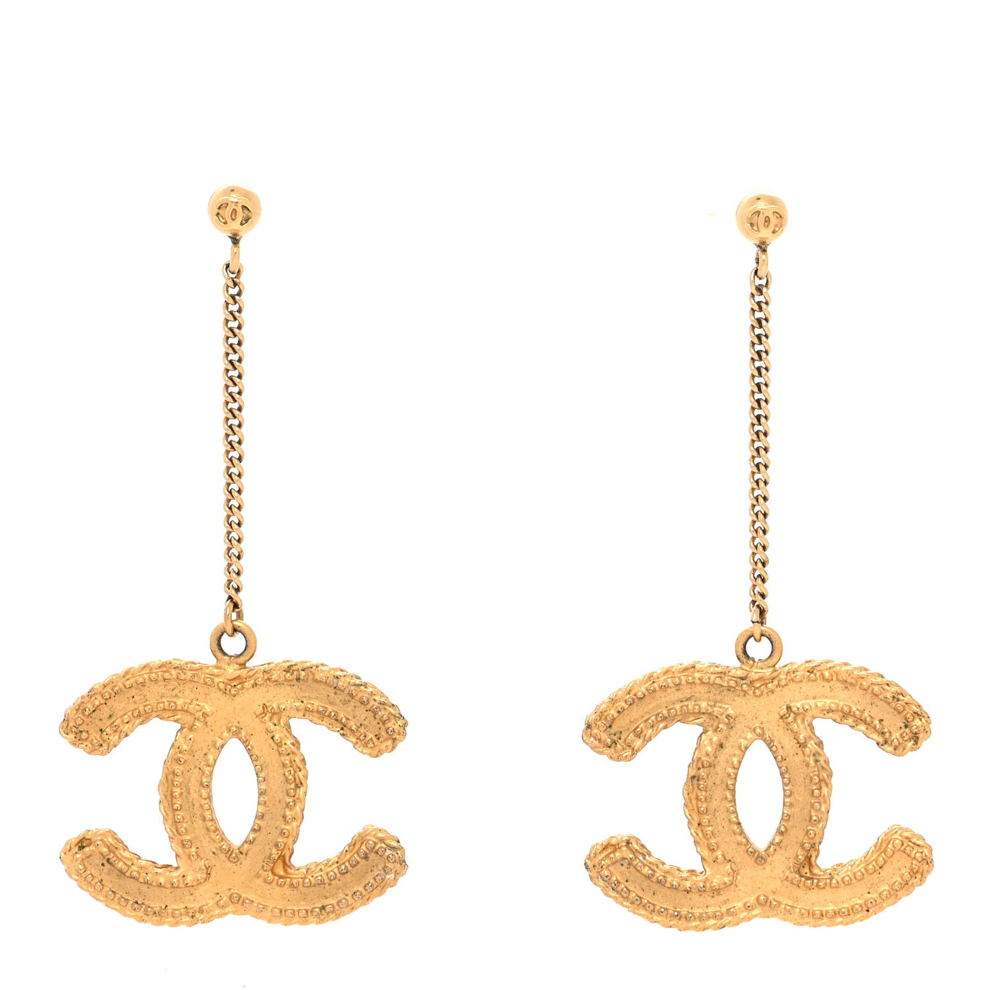 CC Drop Earrings Matte Gold