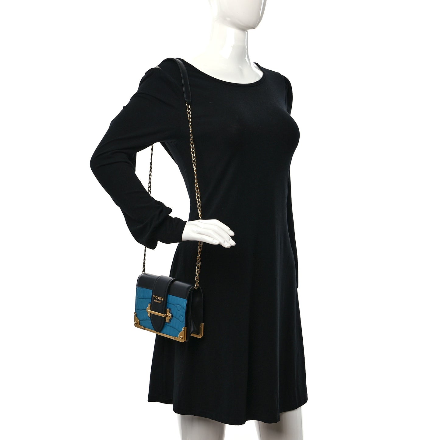 City Calfskin Crocodile Cahier Bag Blue