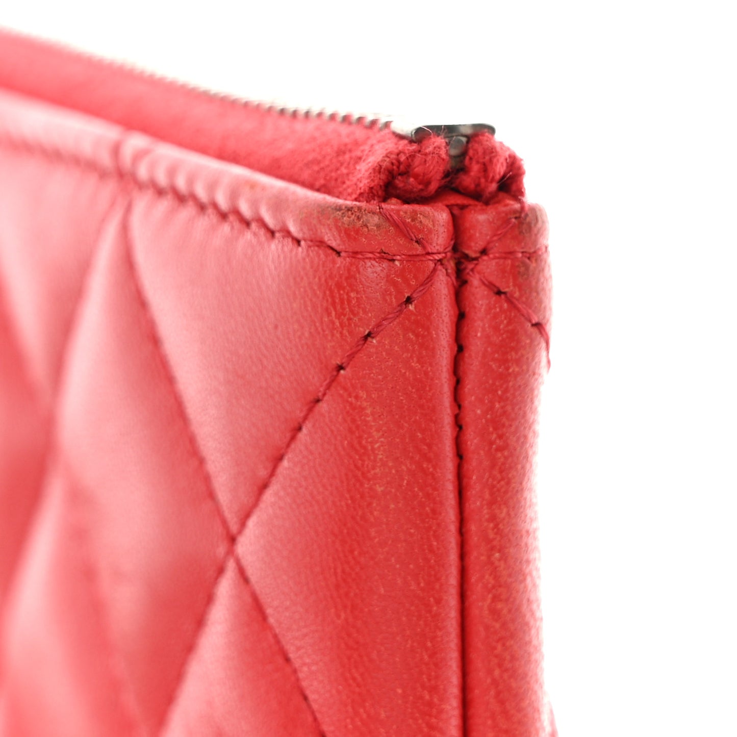 Lambskin Quilted Medium Cosmetic Case Red