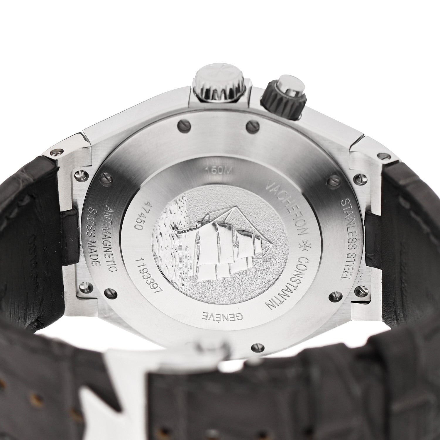 Vacheron Constantin Stainless Steel Alligator 42mm Overseas Dual Time Automatic Watch Grey 47450/000W-9511 4 of 5