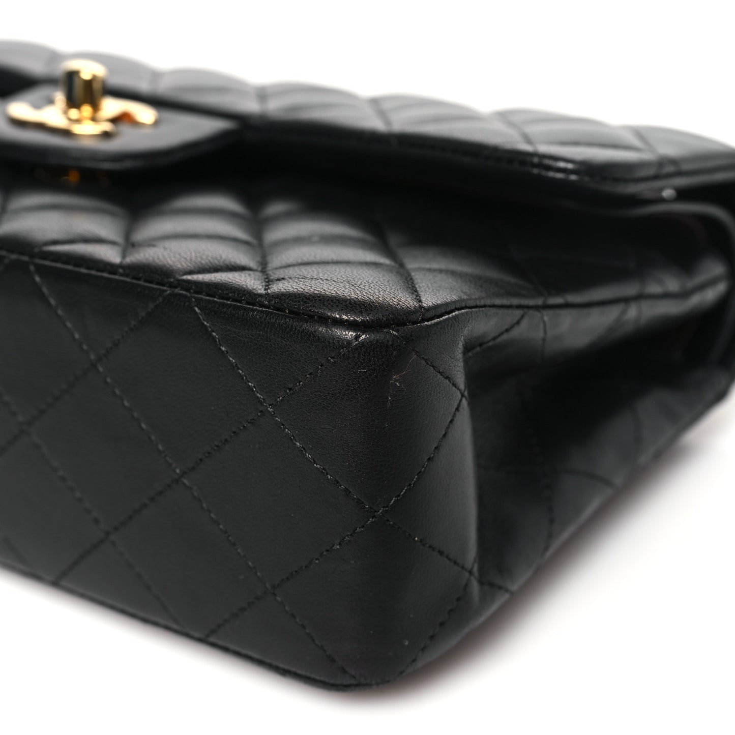Lambskin Quilted Small Double Flap Black