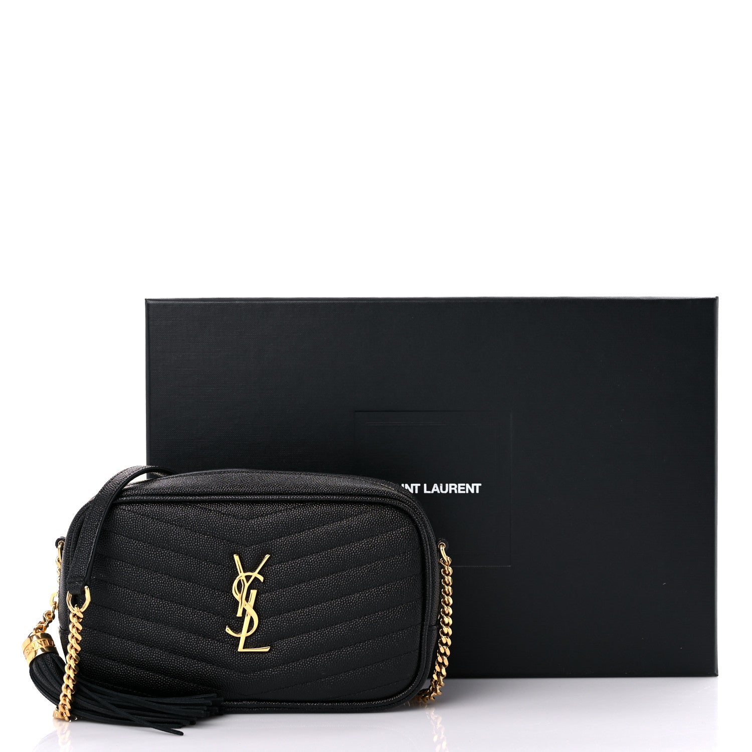 Saint Laurent Grain De Poudre Matelasse Monogram Mini Lou Camera Bag Black 10 of 12