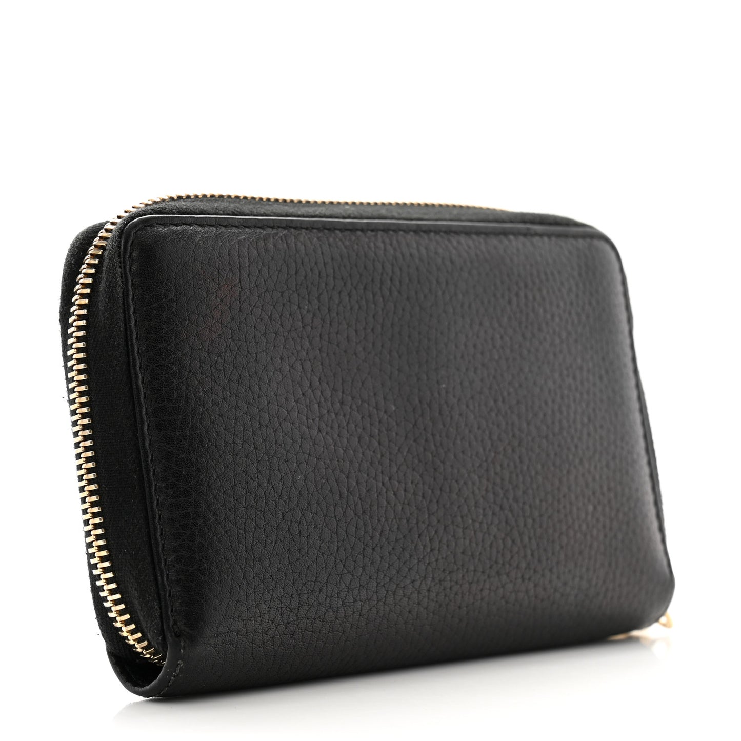 Pebbled Calfskin Medium Soho Zip Around Wallet Black