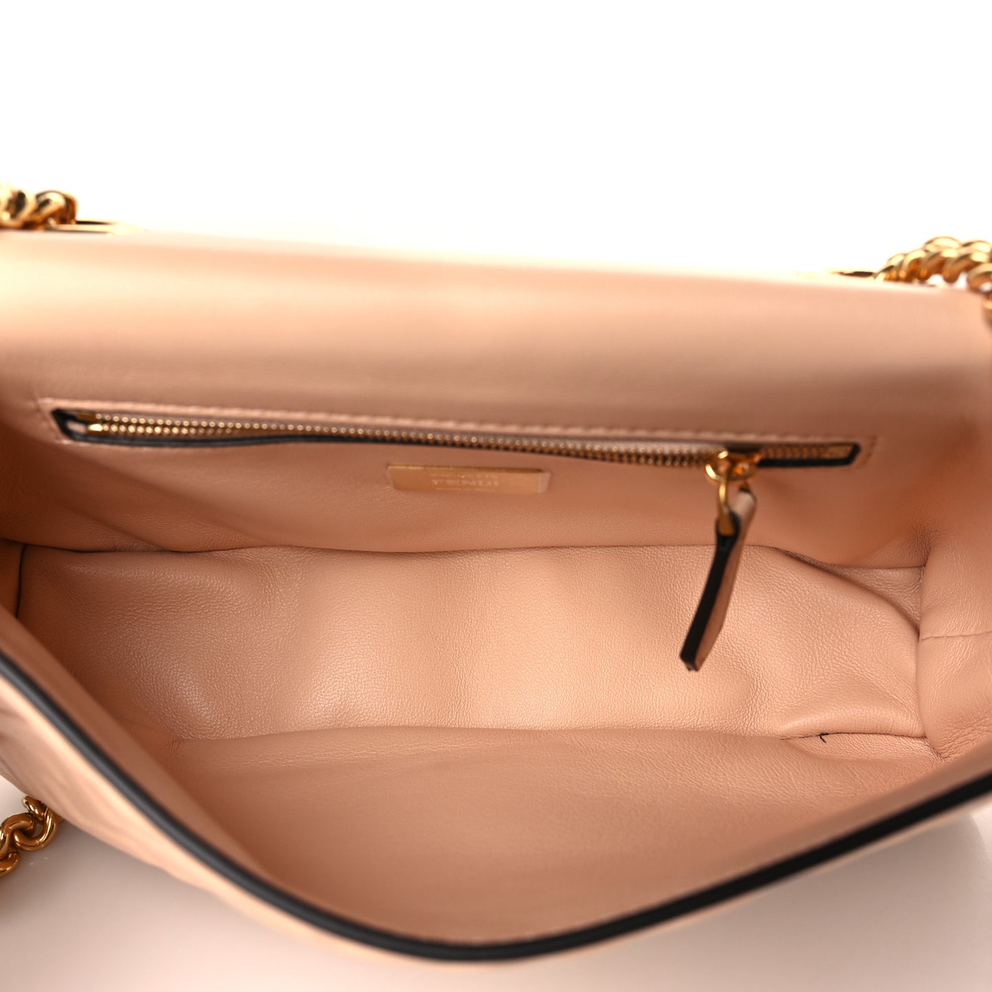 Nappa Small FF Embossed Midi Chain Baguette Light Rose