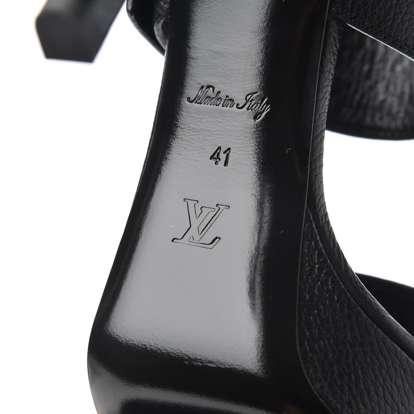 Grained Calfskin Horizon Platform Sandals 41 Black