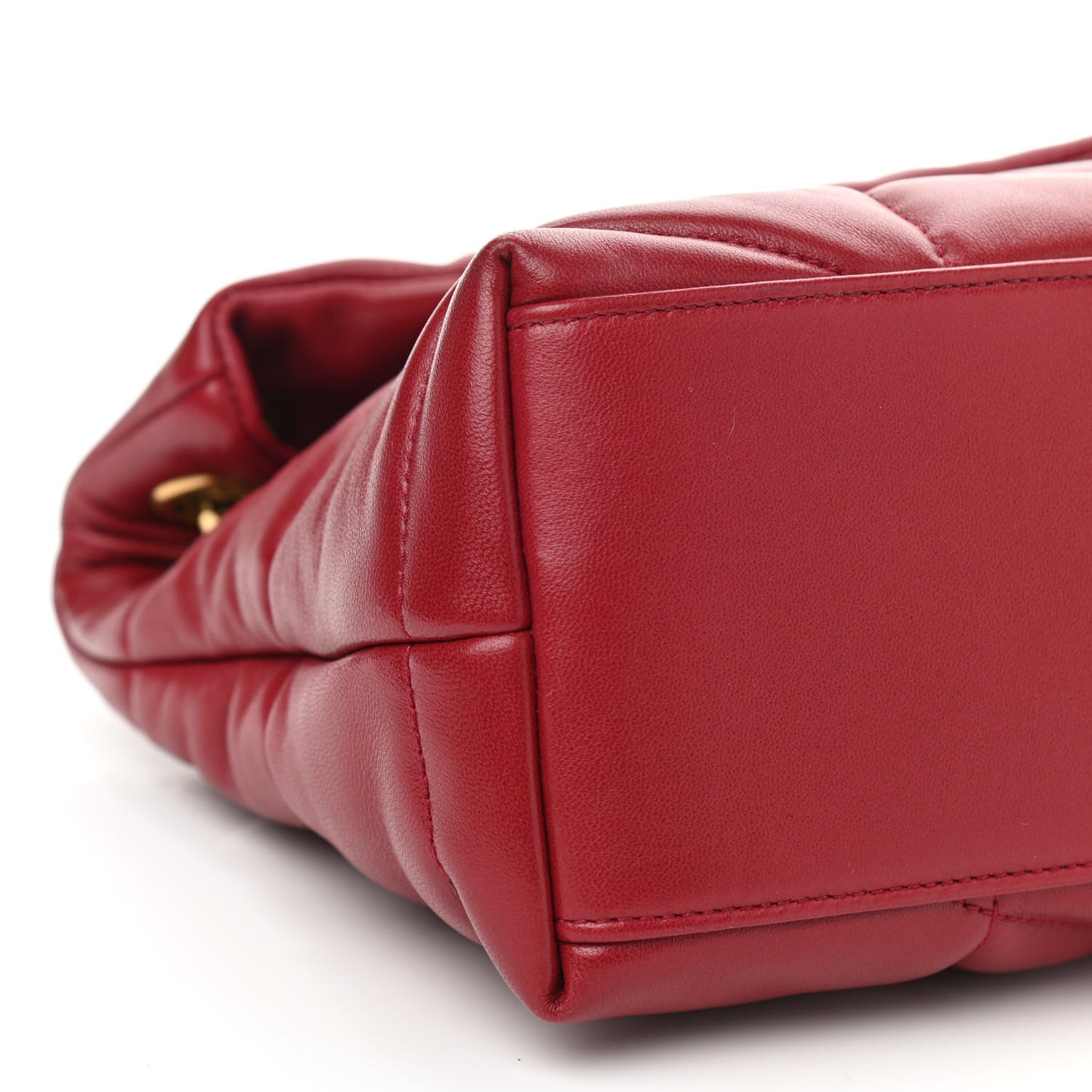 Lambskin Quilted Small Loulou Puffer Monogram Chain Satchel Red