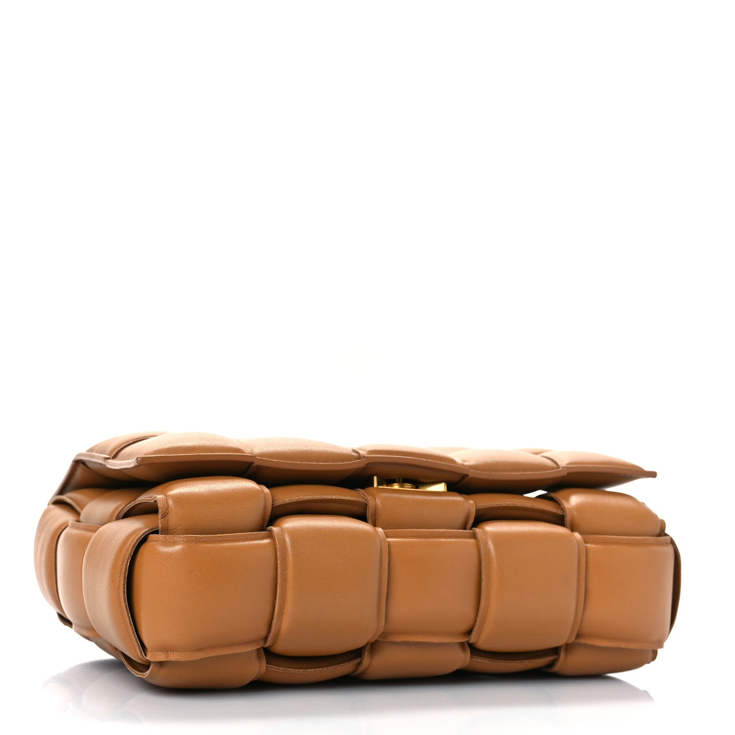 Nappa Maxi Intreccio Padded Cassette Crossbody Bag Caramel