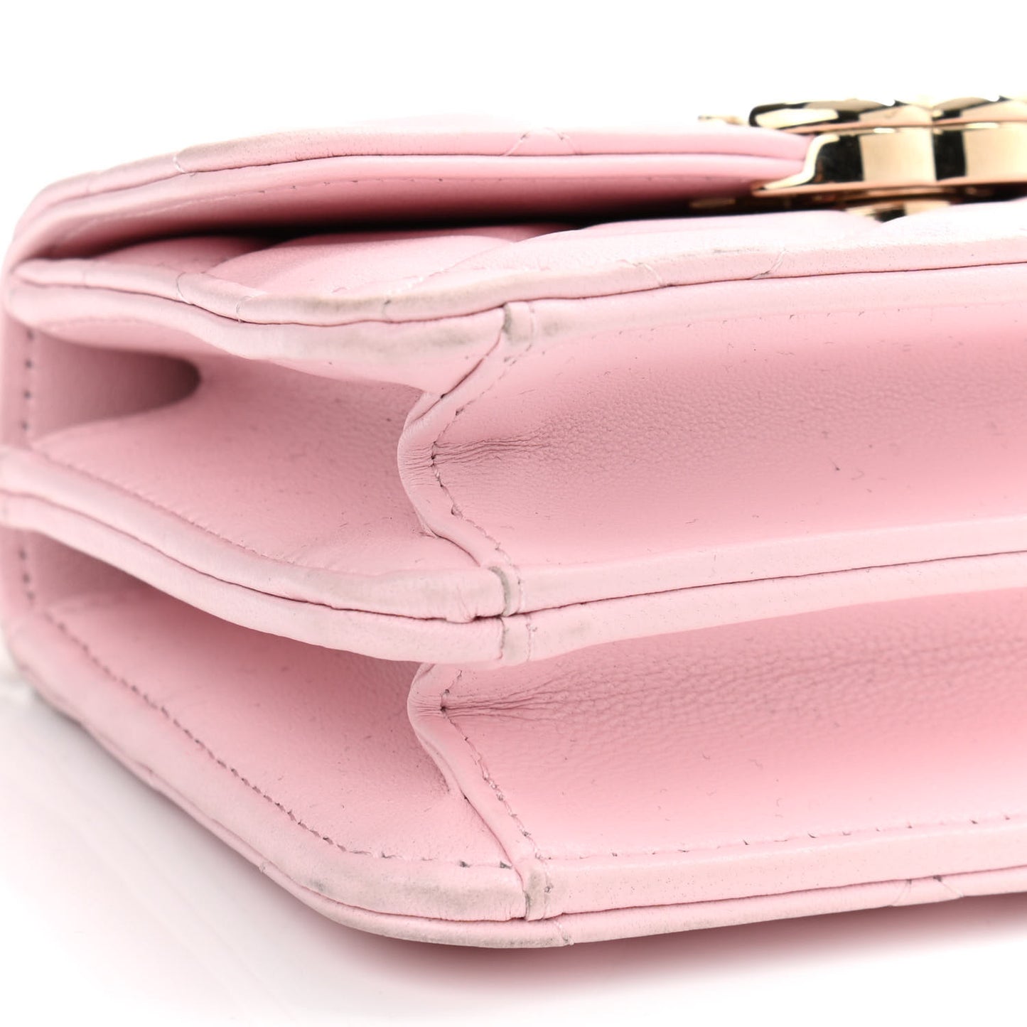 Lambskin Quilted Pick Me Up Clutch With Chain Pink
