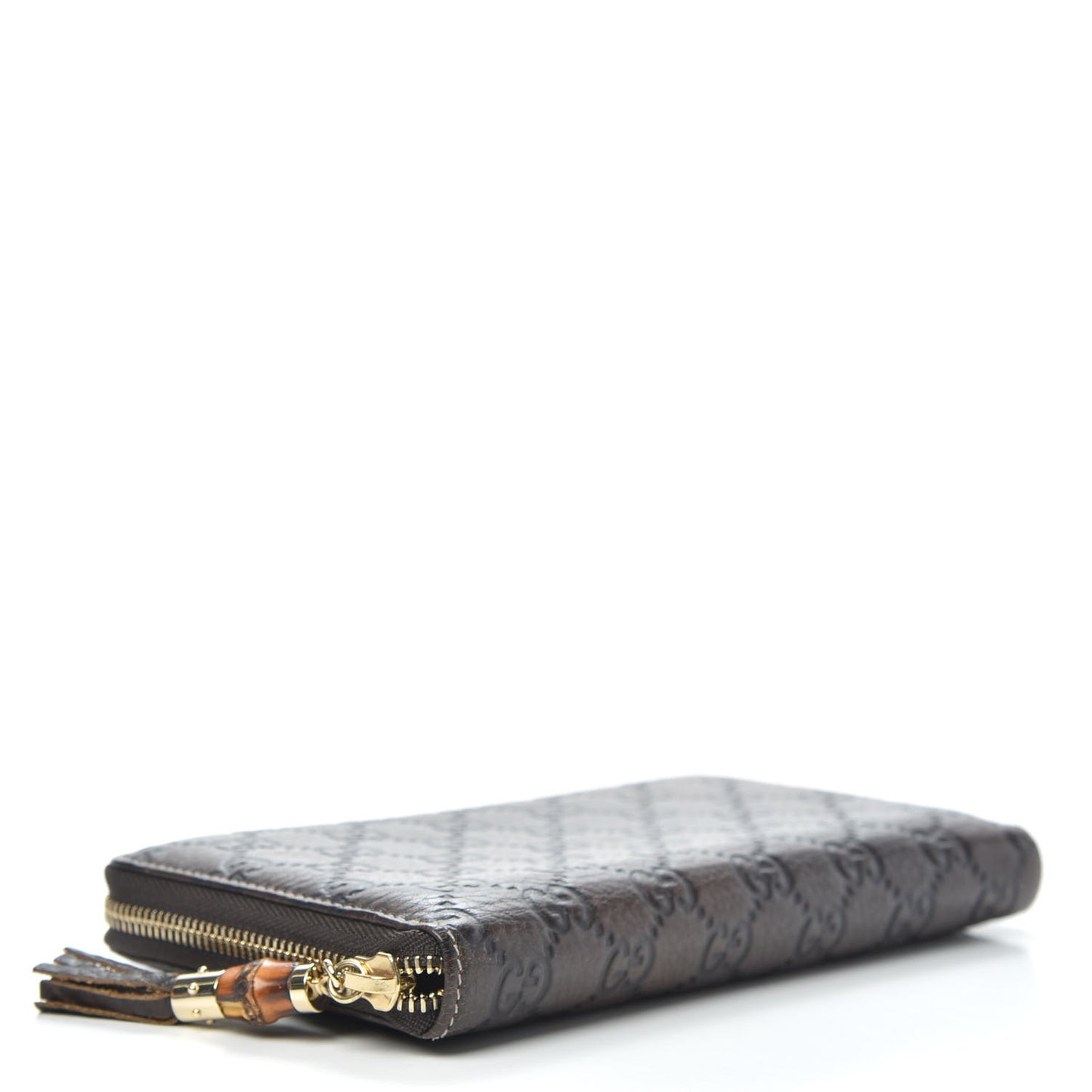 Guccissima Bamboo Tassel Zip Around Wallet Brown