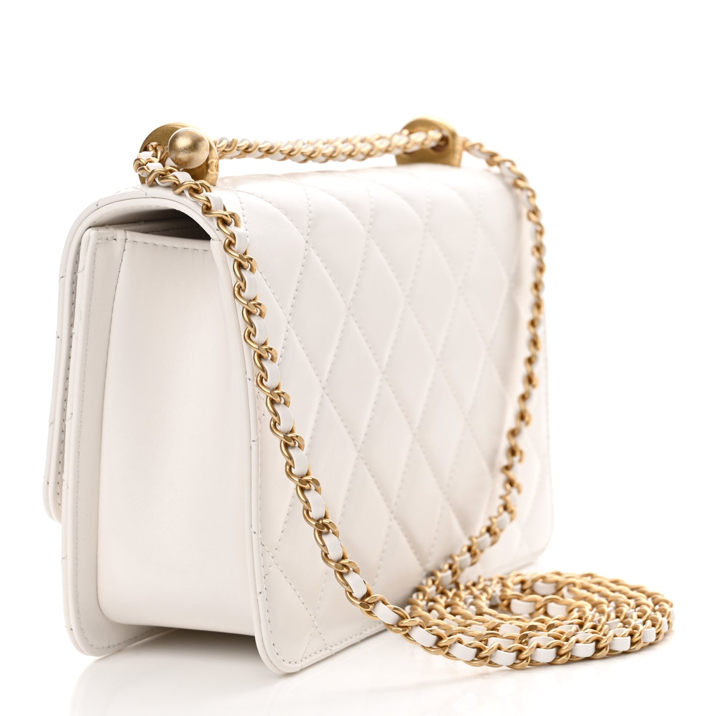 Calfskin Quilted Perfect Fit Flap White