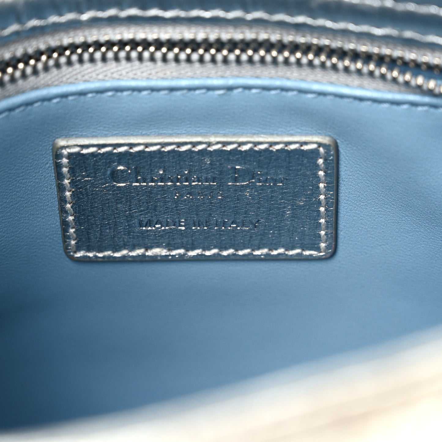 Metallic Grained Calfskin Cannage Small Lucky Badges My Lady Dior Silver