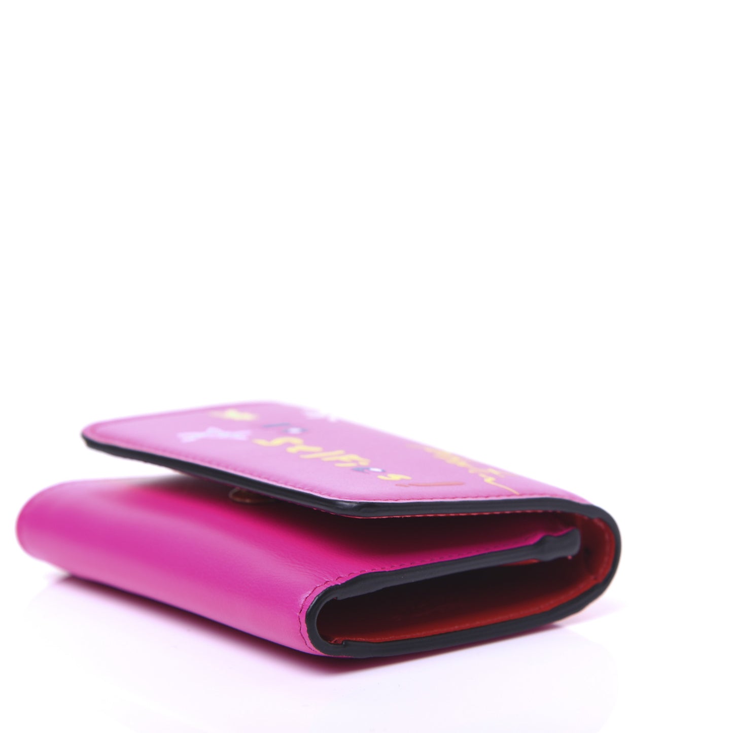 Calfskin No Selfies Script Mini Loubigaga Wallet Pink