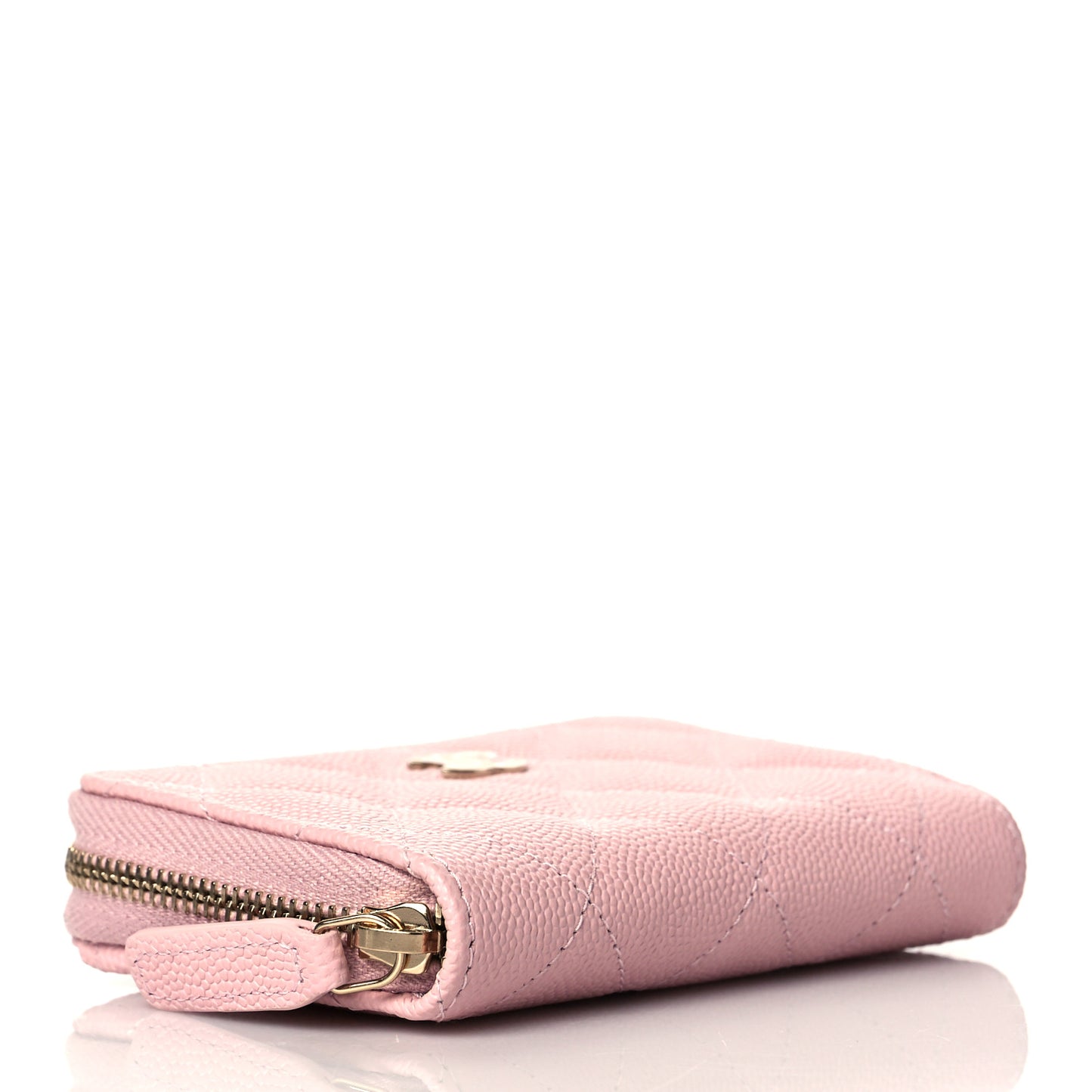 Caviar Quilted Zip Coin Purse Light Pink