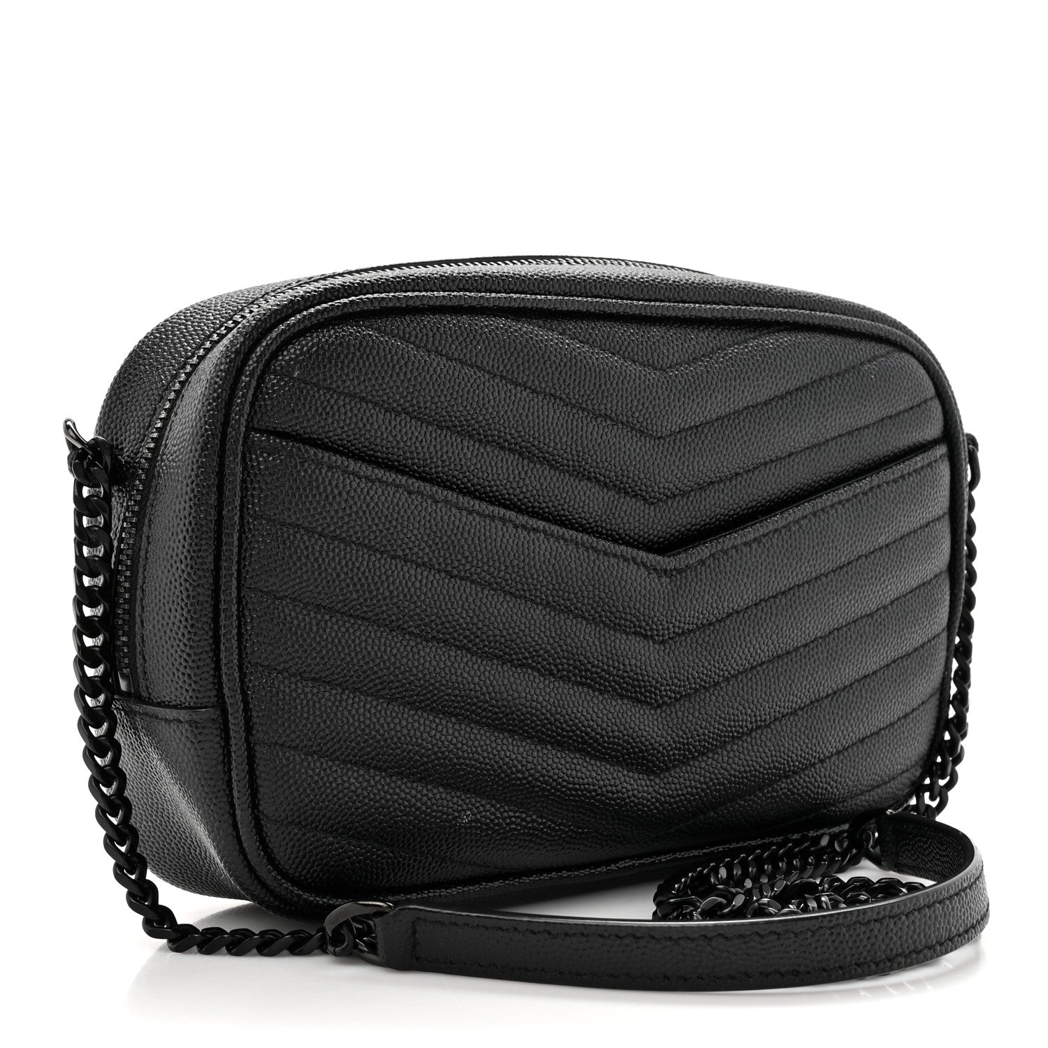 Saint Laurent Grain De Poudre Matelasse Monochrome Monogram Mini Lou Camera Bag Black 3 of 11
