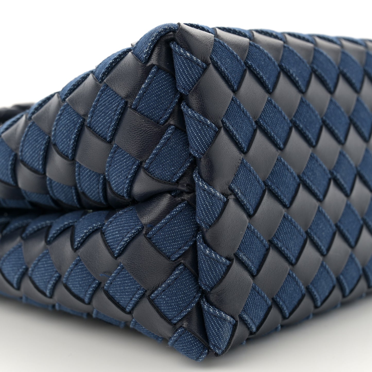 Nappa Intrecciato Denim Medium Andiamo Shoulder Bag Abyss Indigo