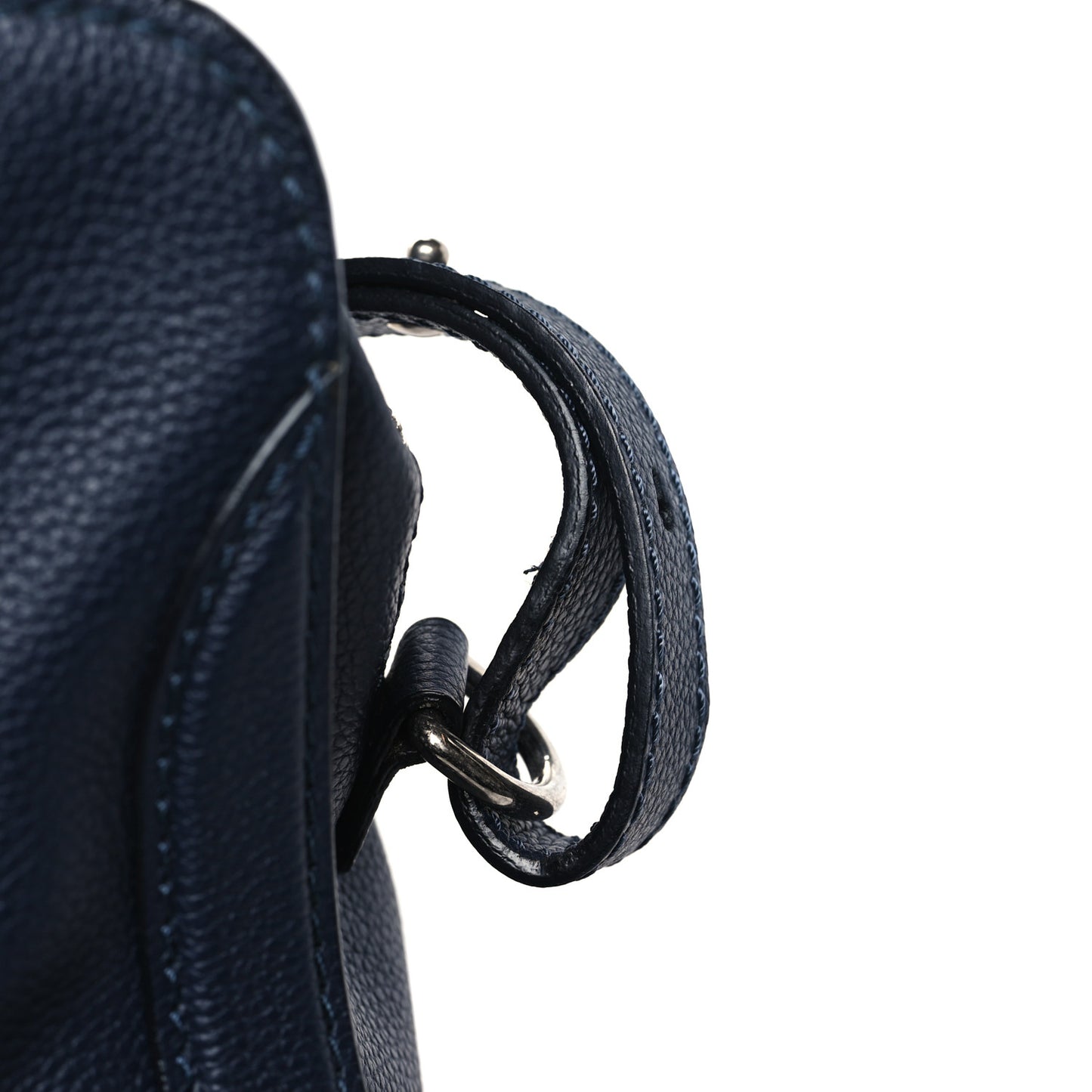 Pebbled Calfskin Small Skull Padlock Zip Around Tote Navy