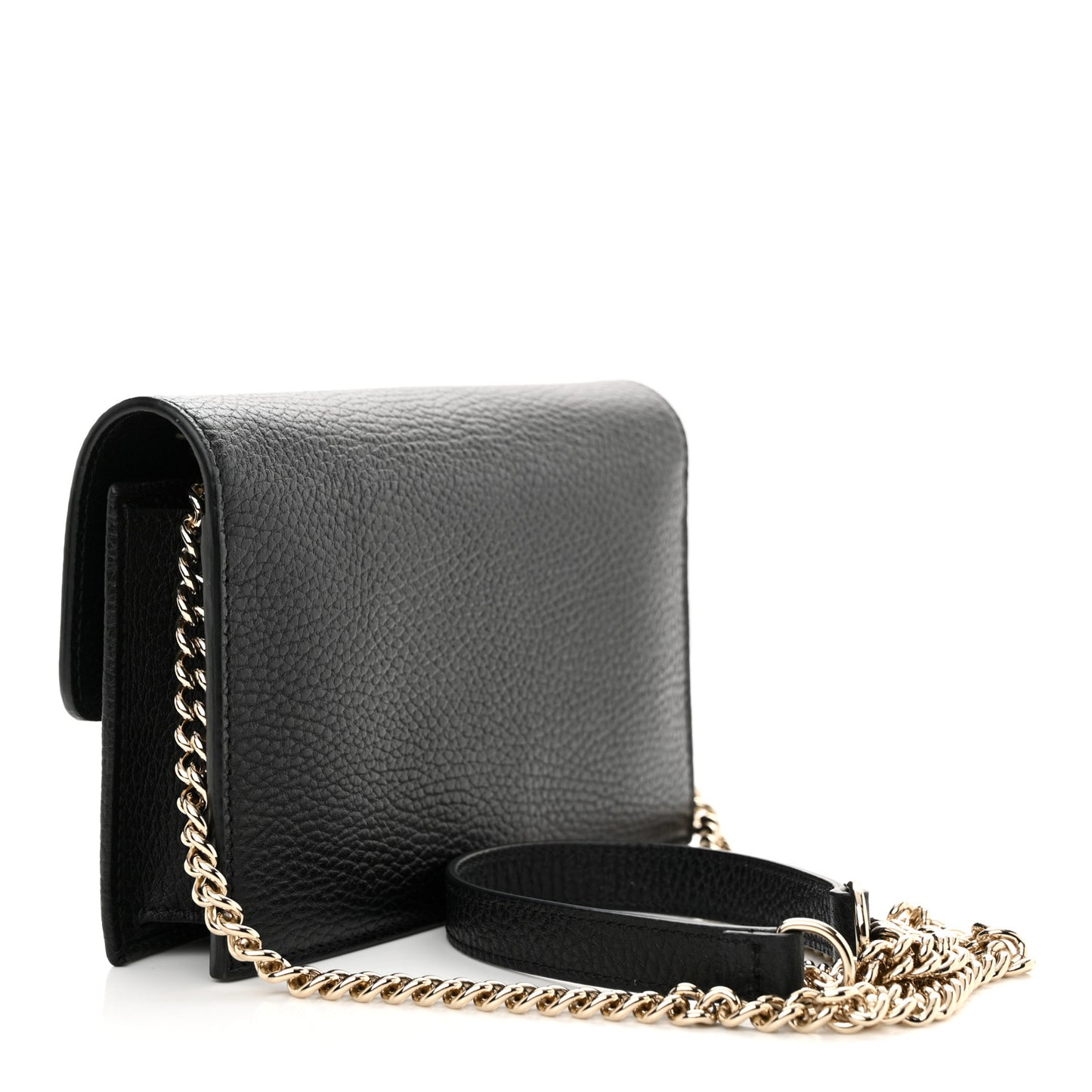 Dollar Calfskin Interlocking G Chain Wallet Black