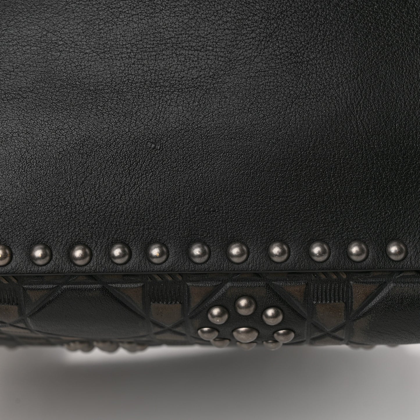 Calfskin Studded Flower Medium Lady Dior Black