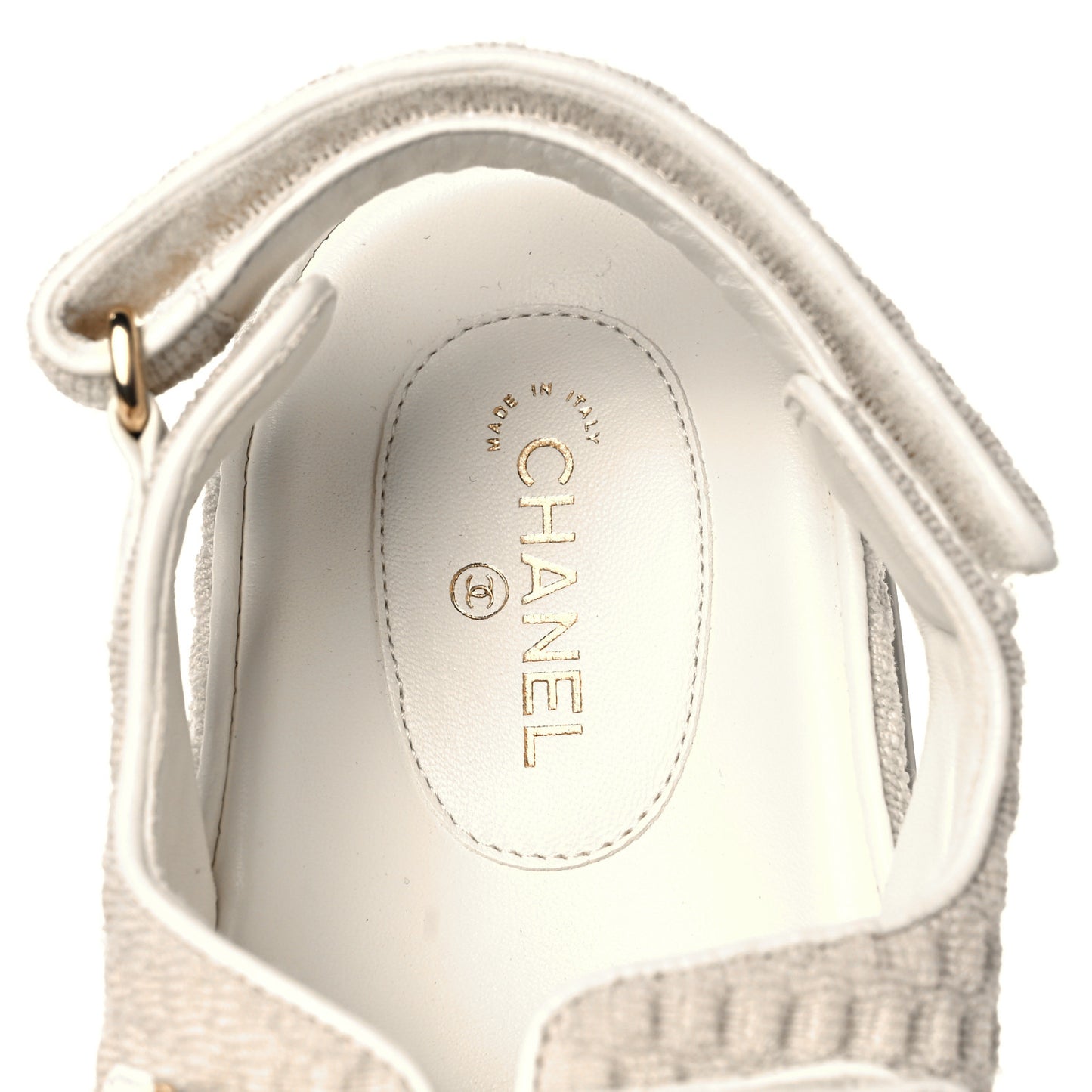 Knit Fabric Velcro Dad Sandals 41 Ivory