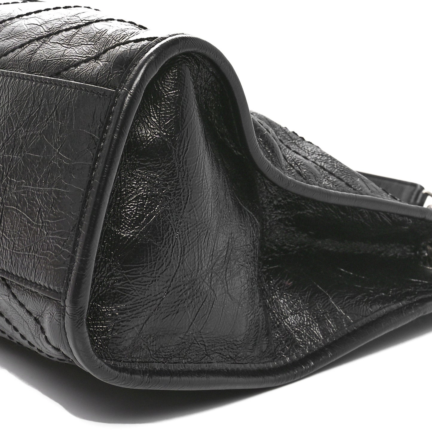 Crinkled Calfskin Matelasse Monogram Medium Niki Shopper Tote Black