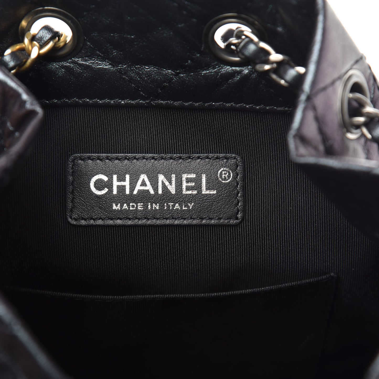 Aged Calfskin Quilted Small Gabrielle Backpack Black