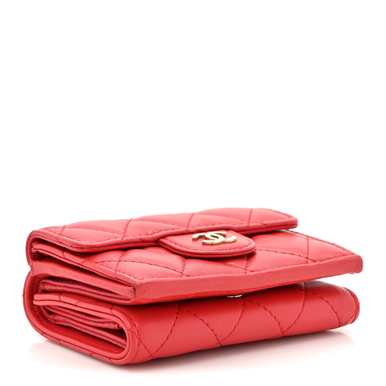 Chanel Lambskin Quilted Double Flap Wallet  Red 4 of 11