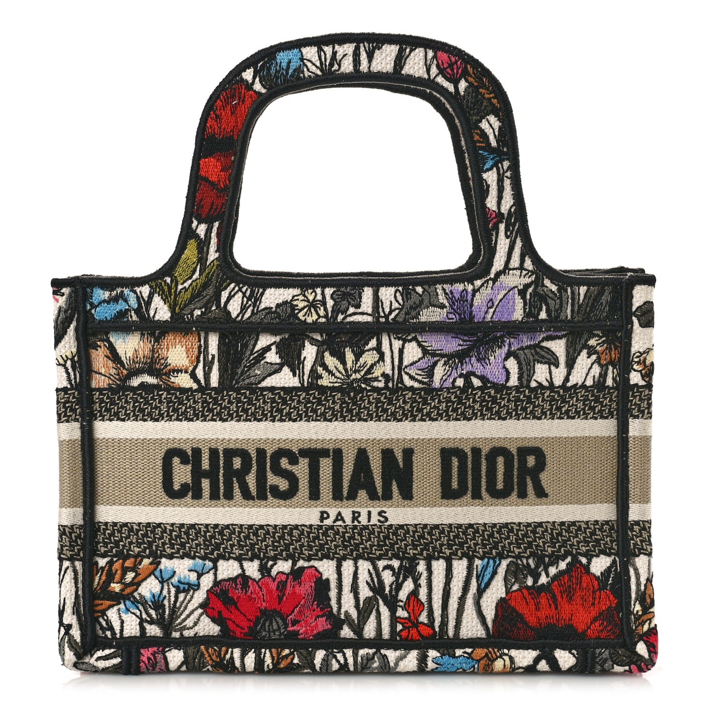 Canvas Embroidered Mille Fleurs Mini Book Tote Multicolor