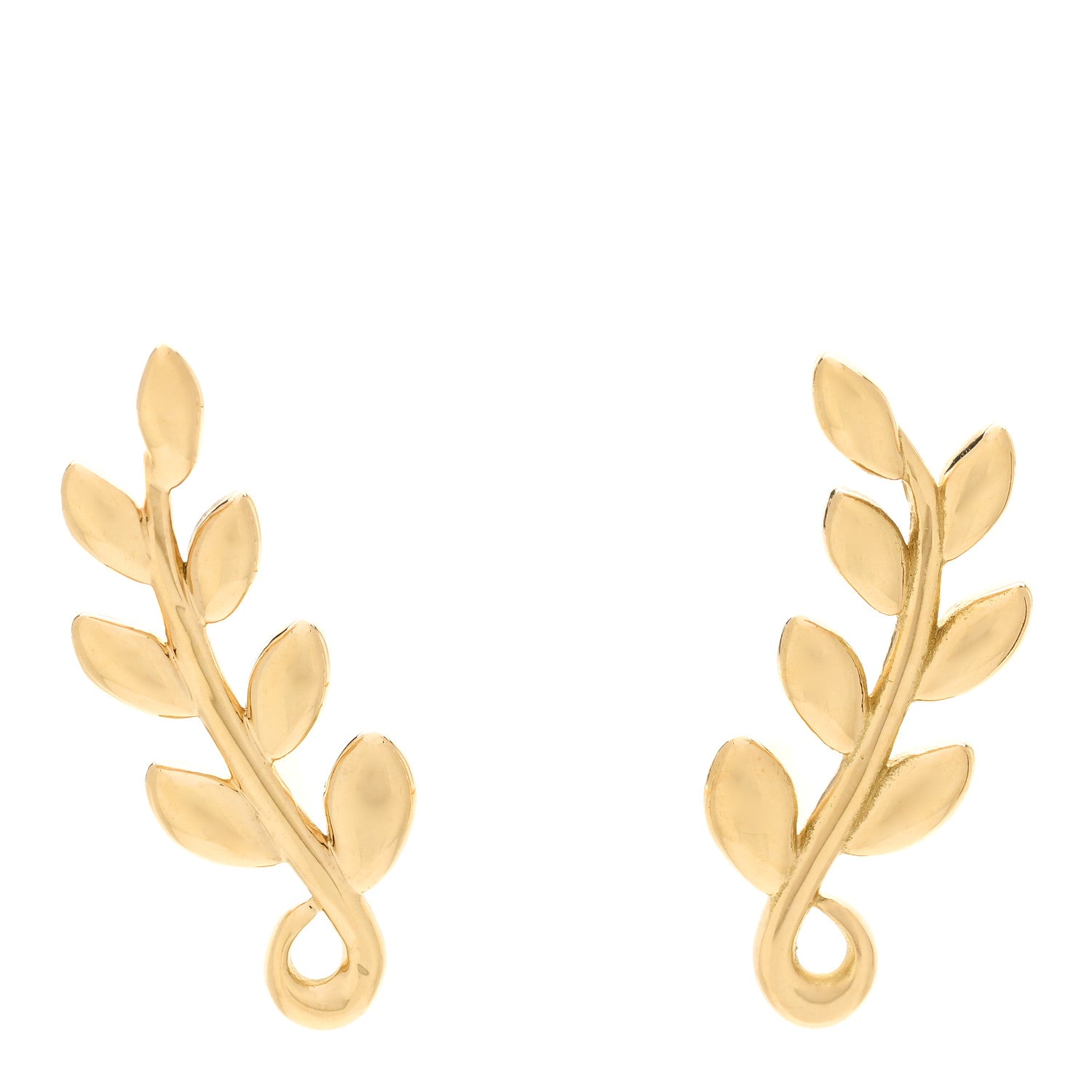 Tiffany 18K Yellow Gold Paloma Picasso Olive Leaf Climber Earrings 1 of 5