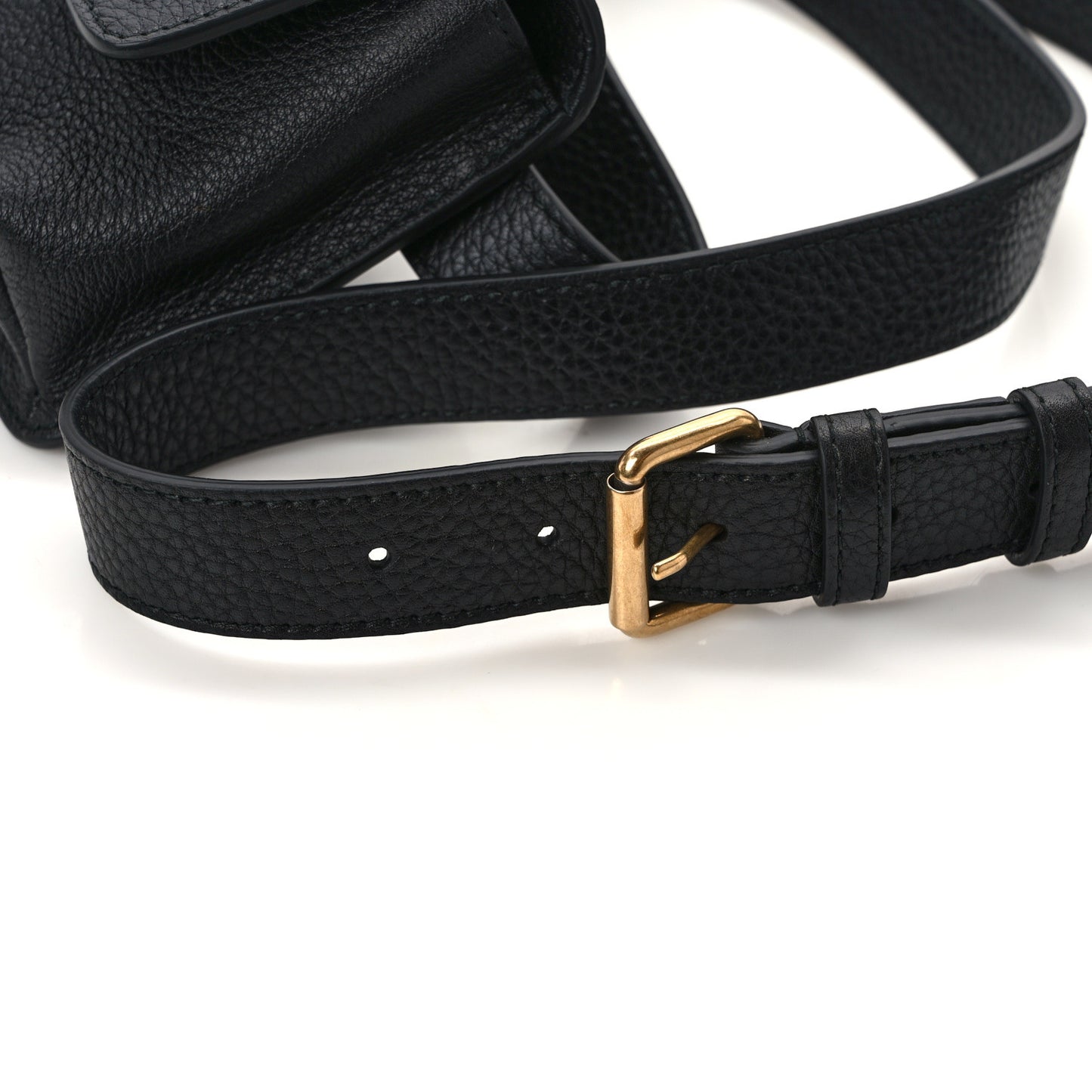 Pebbled Calfskin Soho Flap Belt Bag Black