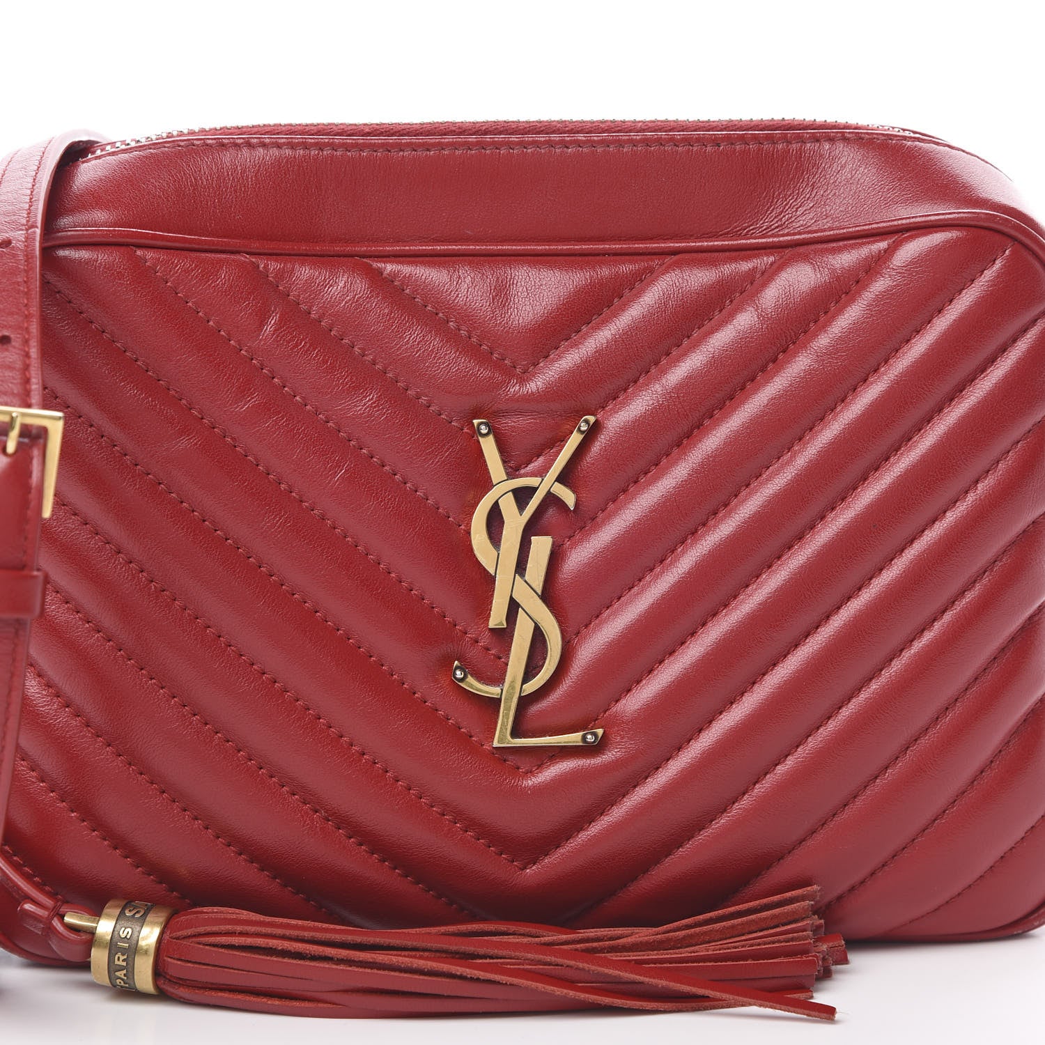 Saint Laurent Calfskin Matelasse Monogram Lou Camera Bag Red 8 of 13