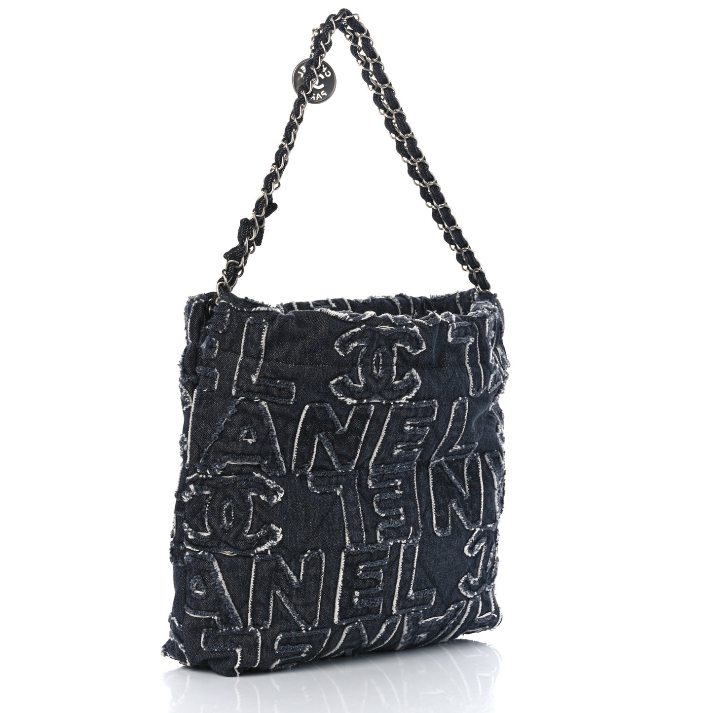 Denim Patchwork Quilted Chanel 22 Black