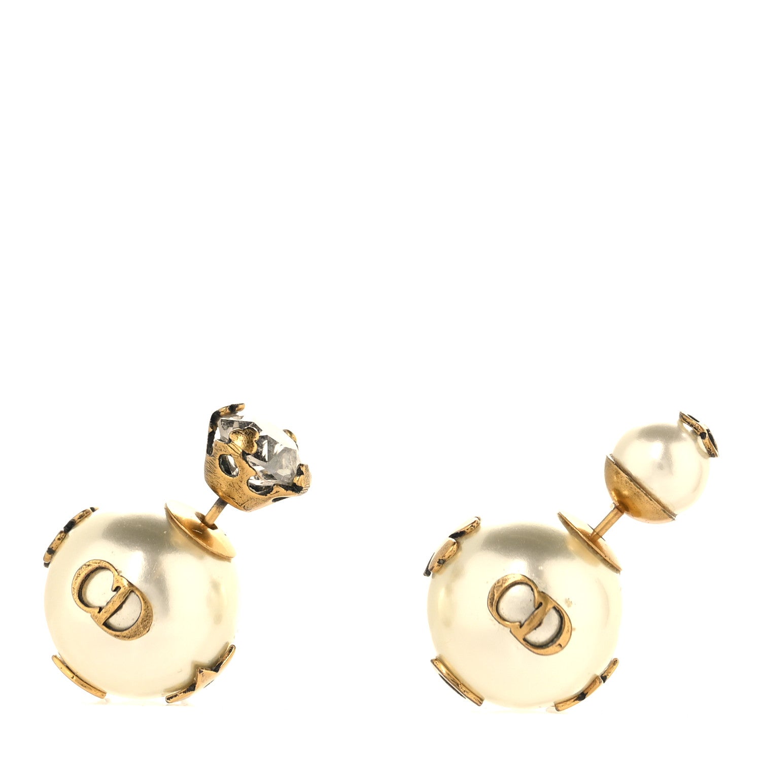 DIOR ディオール TRIBALES ピアス Bee CD Christian Dior Pearl Crystal Tribales Bee Earrings Gold 1888493